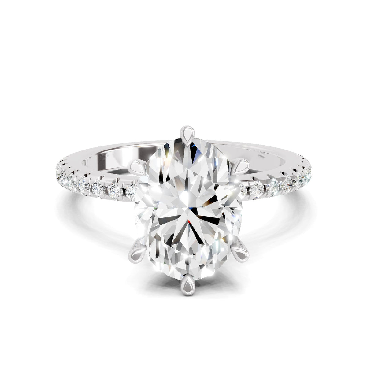 Elegant Oval Solitaire Diamond Ring