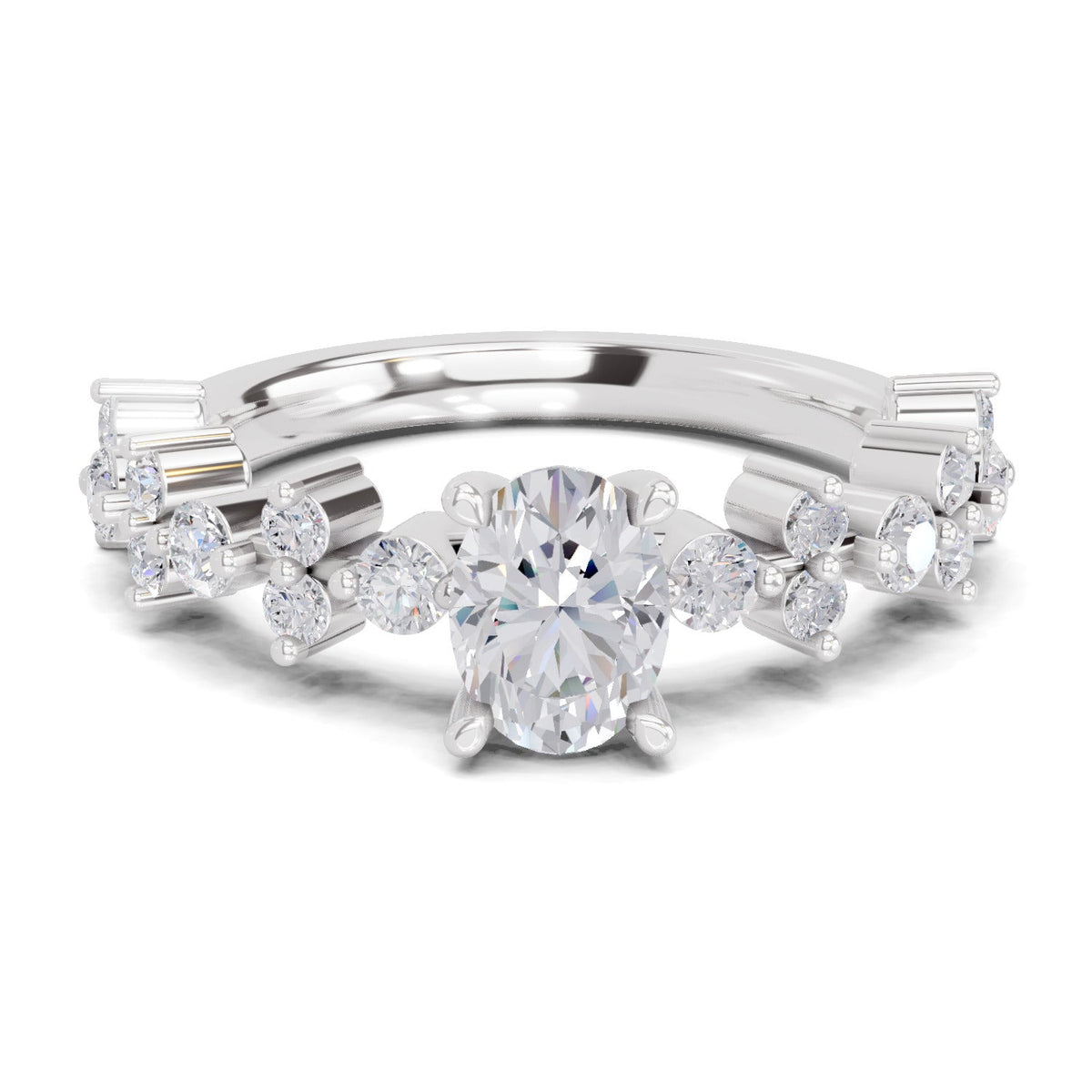 Opulent Oval Solitaire Diamond Ring