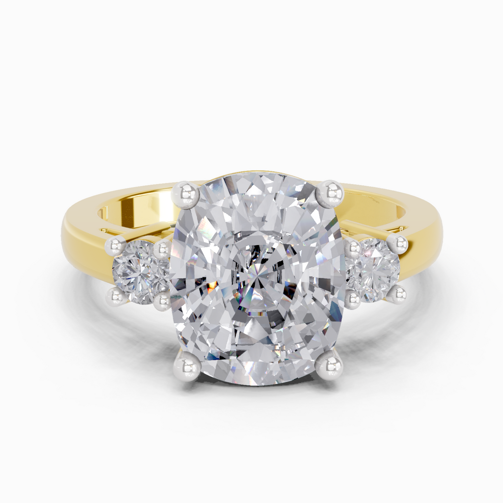 Refined Cushion Three-Stone Diamond Engagement Ring