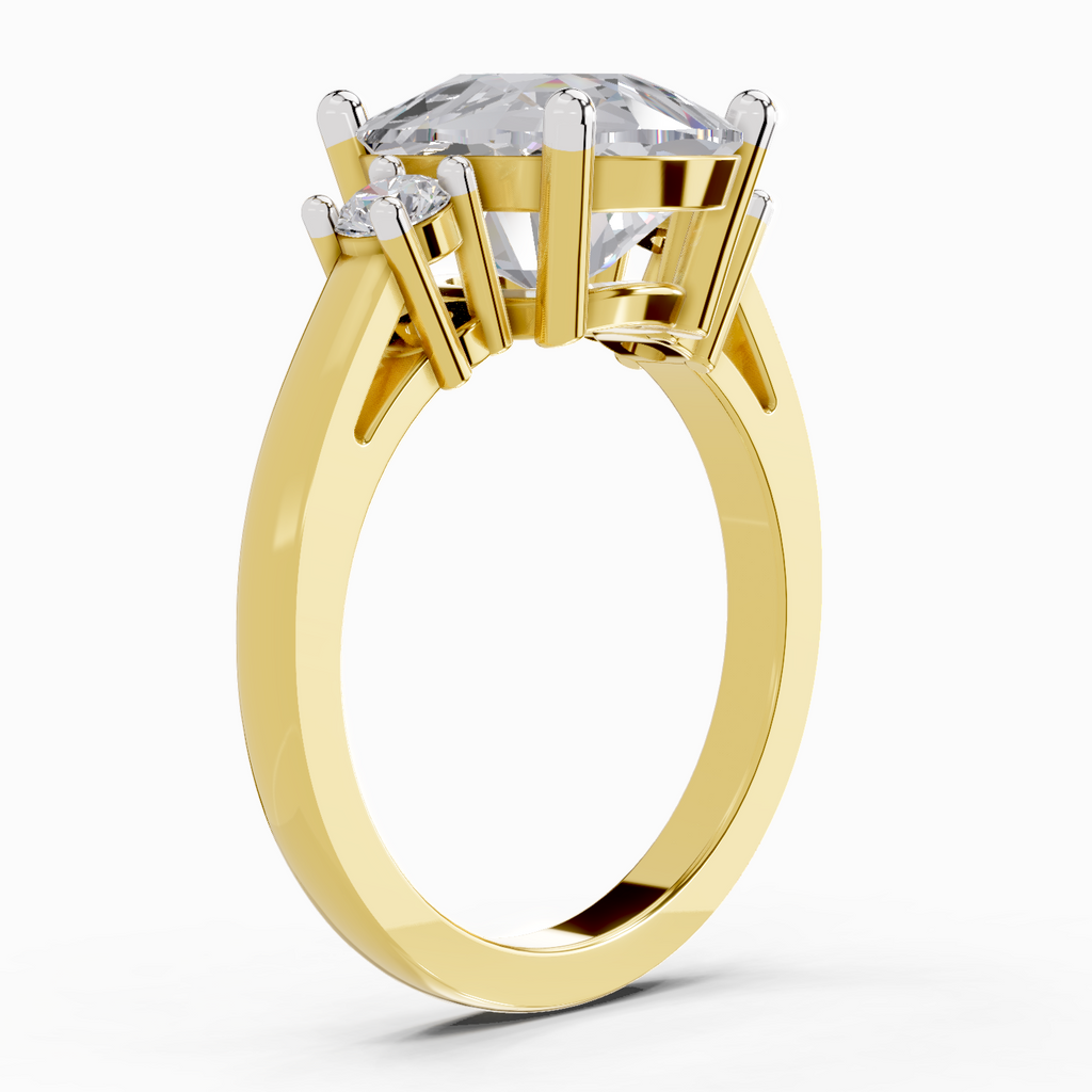 Refined Cushion Three-Stone Diamond Engagement Ring