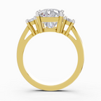 Refined Cushion Three-Stone Diamond Engagement Ring