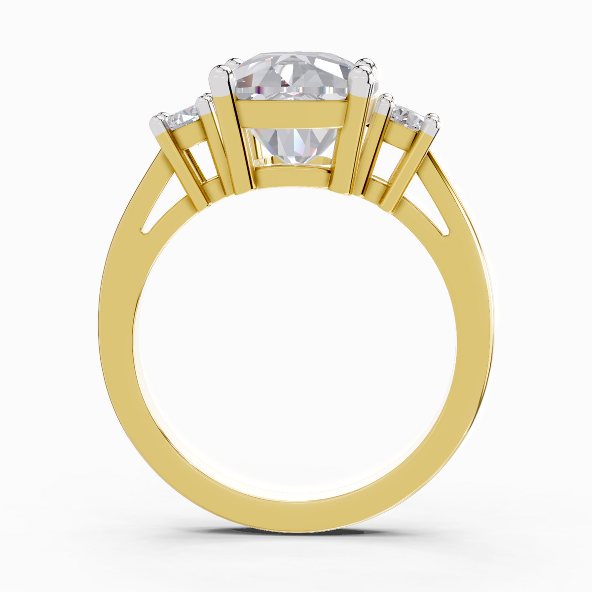 Refined Cushion Three-Stone Diamond Engagement Ring