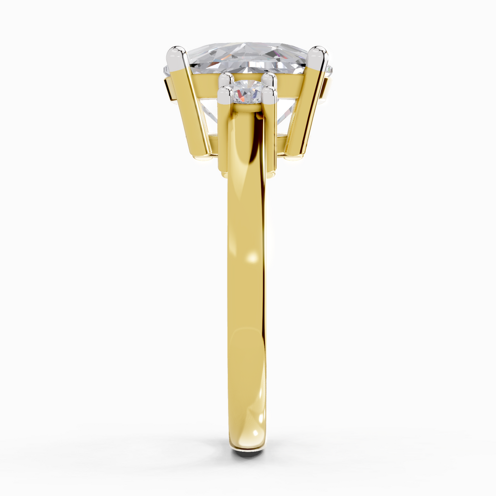 Refined Cushion Three-Stone Diamond Engagement Ring