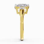 Refined Cushion Three-Stone Diamond Engagement Ring