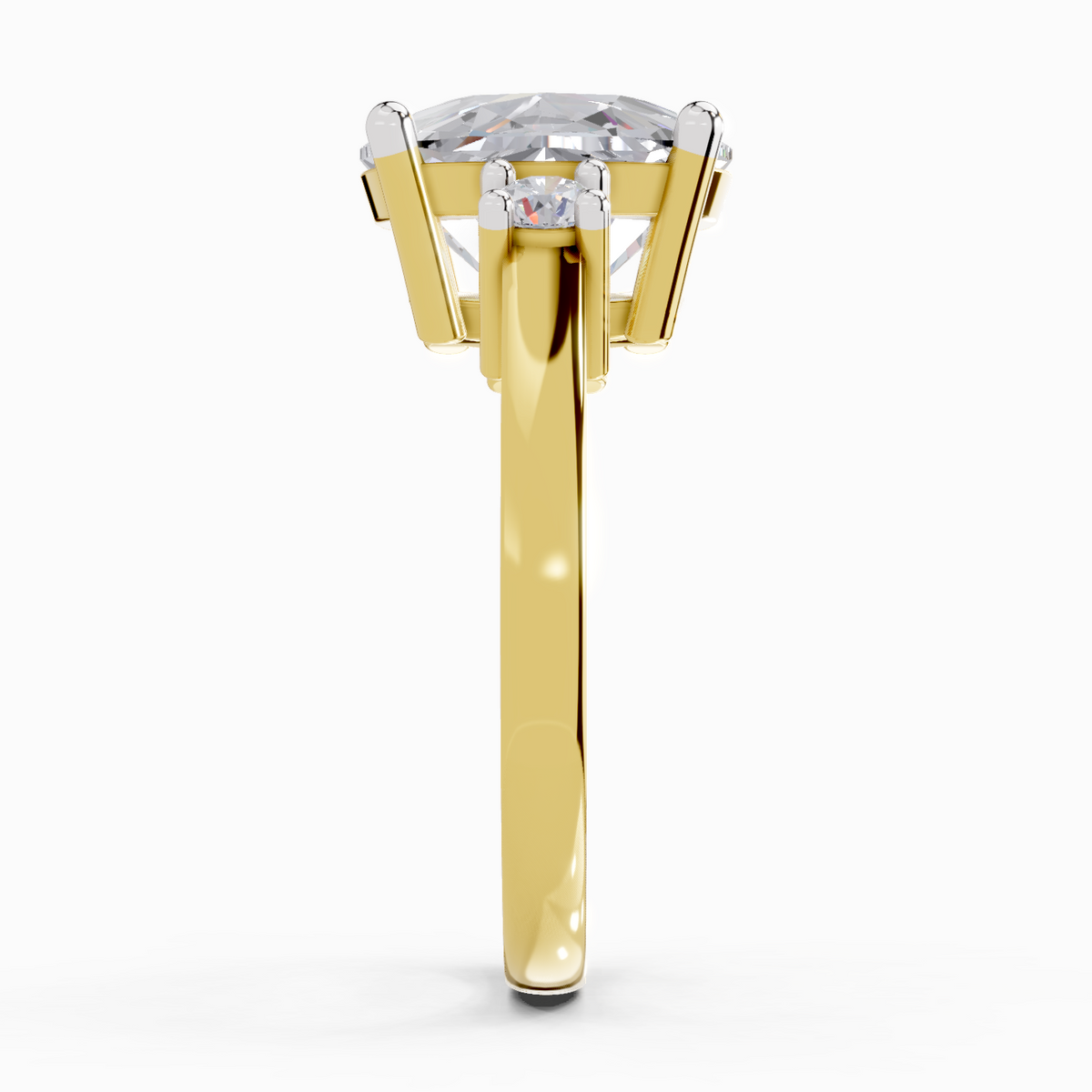 Refined Cushion Three-Stone Diamond Engagement Ring