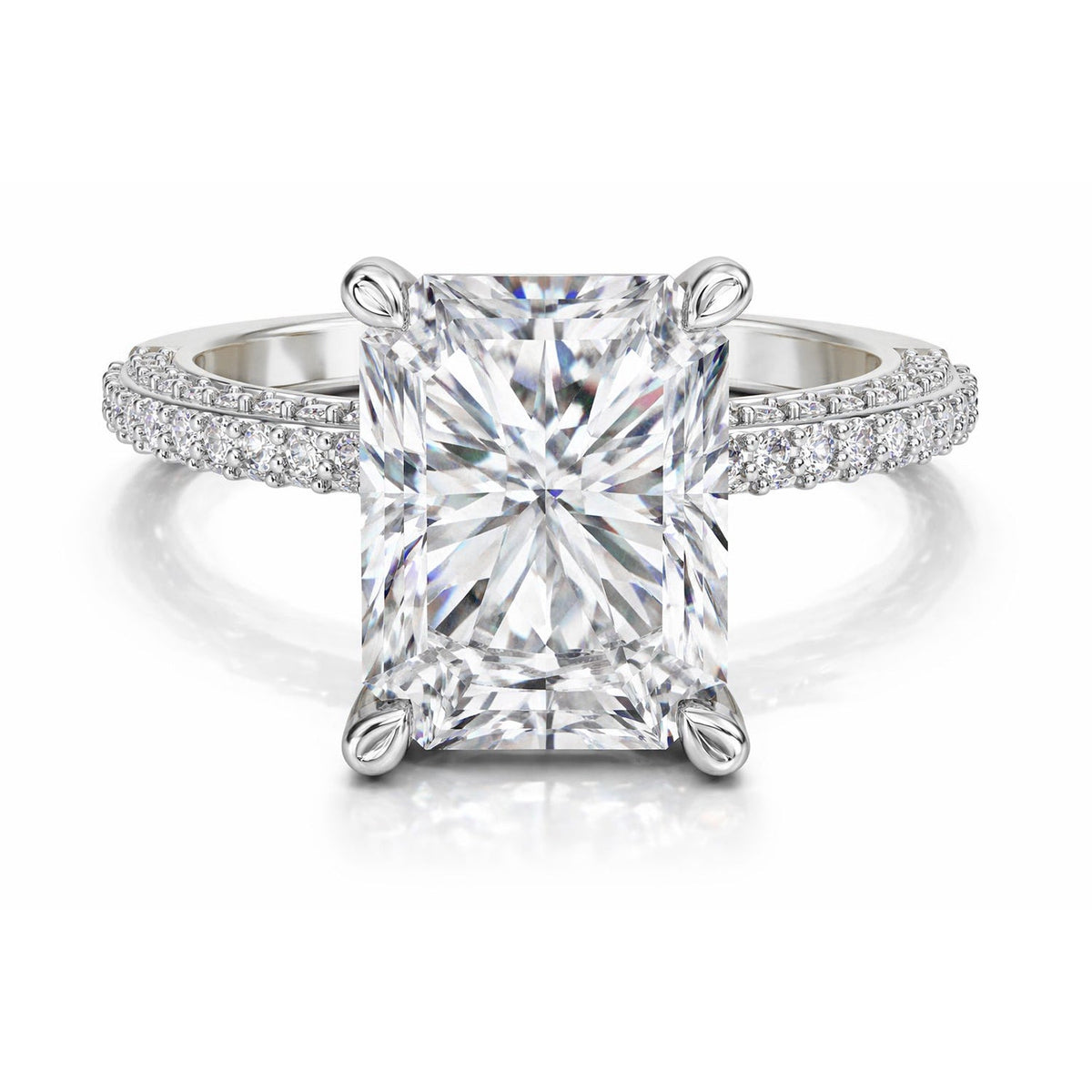Refined Emerald-Cut Solitaire Diamond Ring