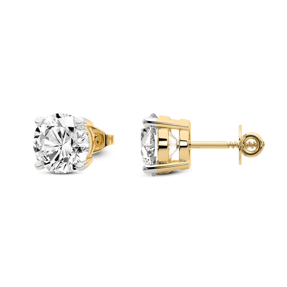 4.17 Carat 14K Gold Timeless Solitaire Stud Earring