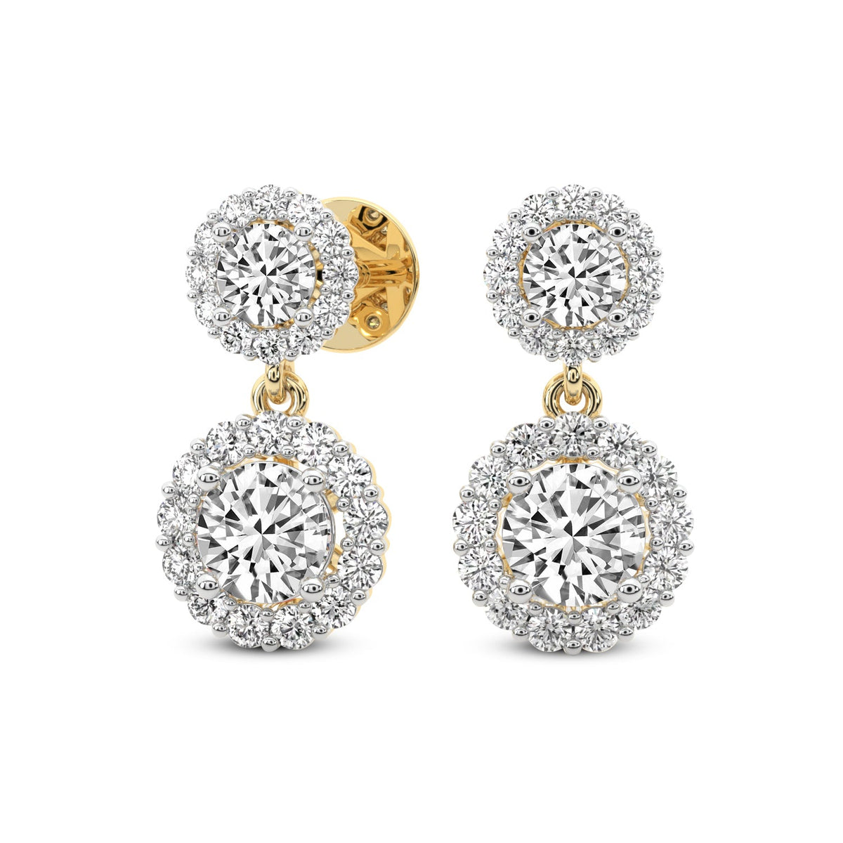 2.07 Carat Diamond Sasha Double Halo Earrings 14K