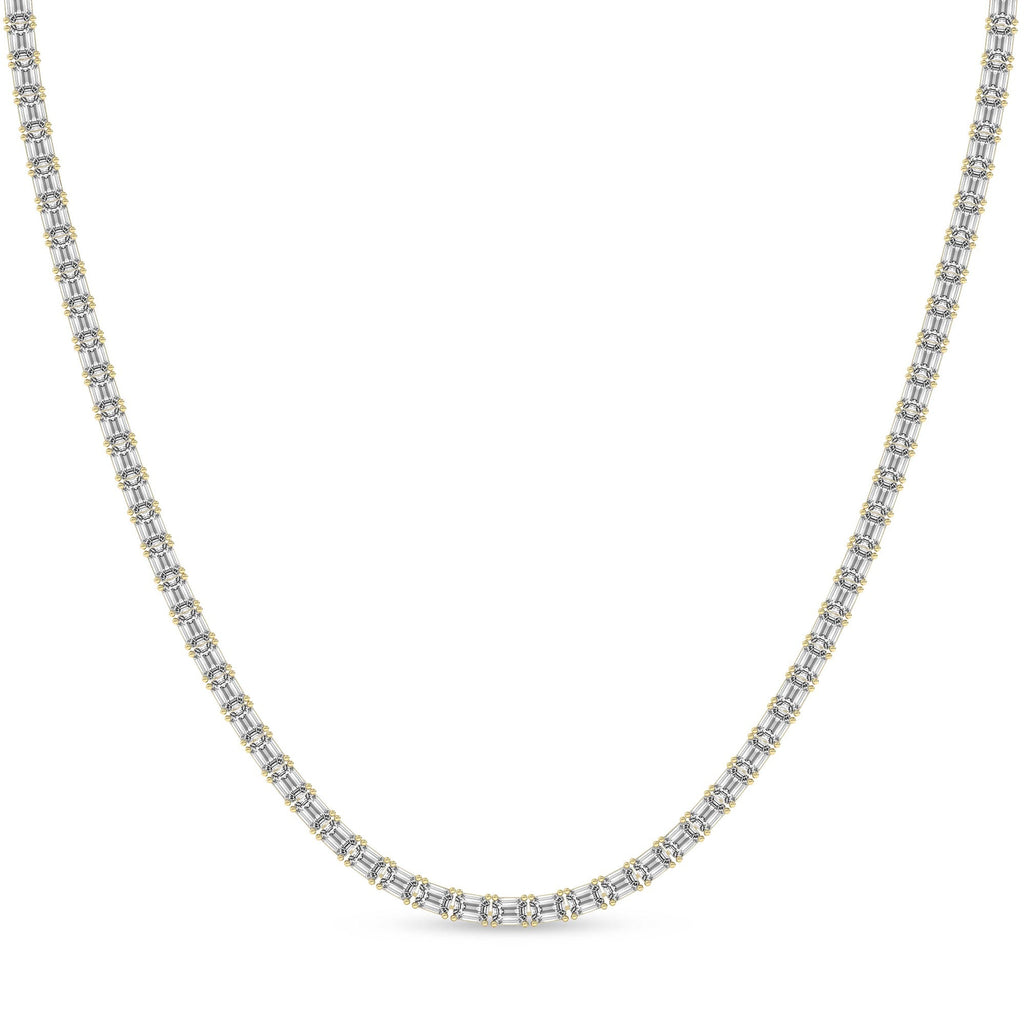 20.16 Carat 14K Gold Emerald-Cut Tennis Necklace