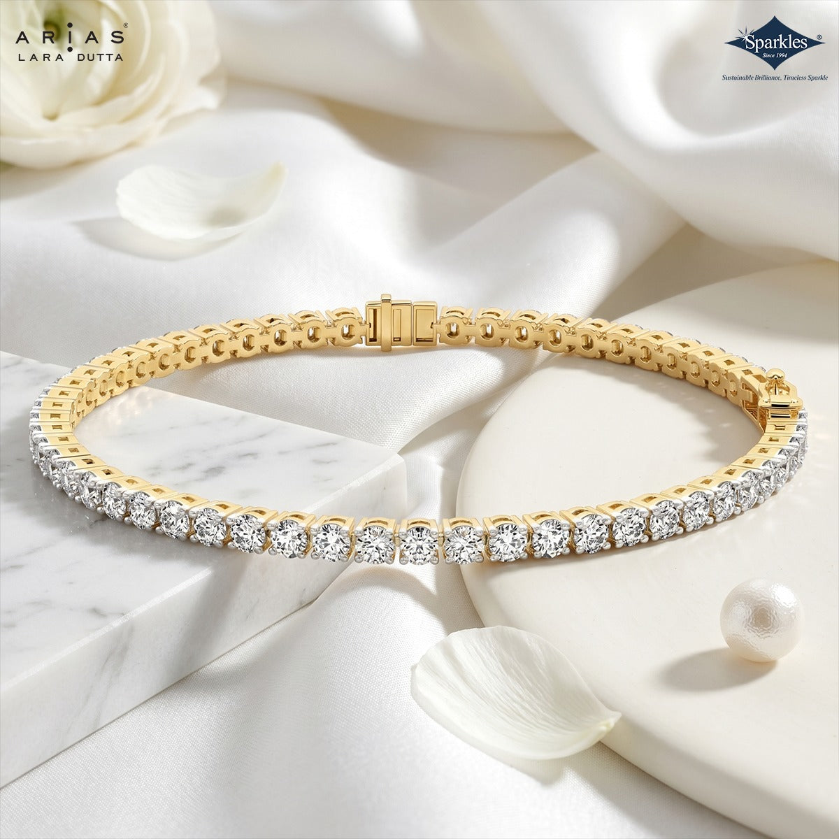 Arias by Lara Dutta Graceful Round Tennis Diamond Bracelet