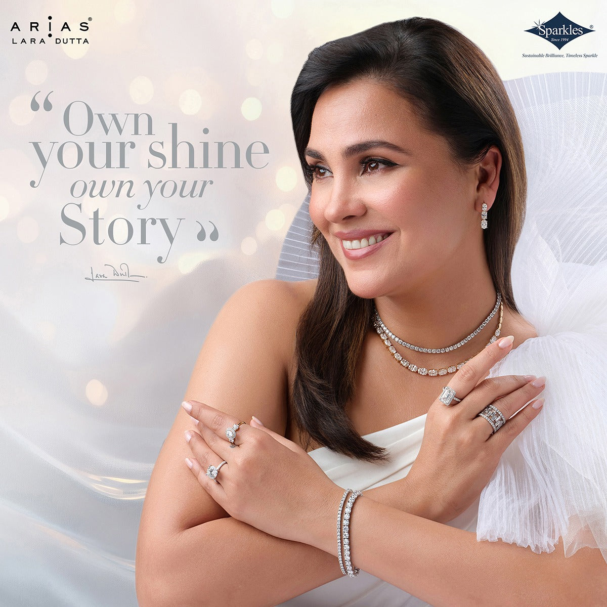 Arias by Lara Dutta Graceful Round Tennis Diamond Bracelet