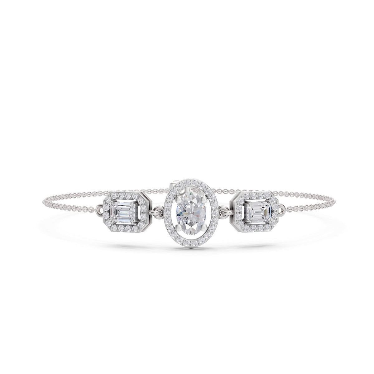 Elegant Emerald-Cut Diamond Bracelet