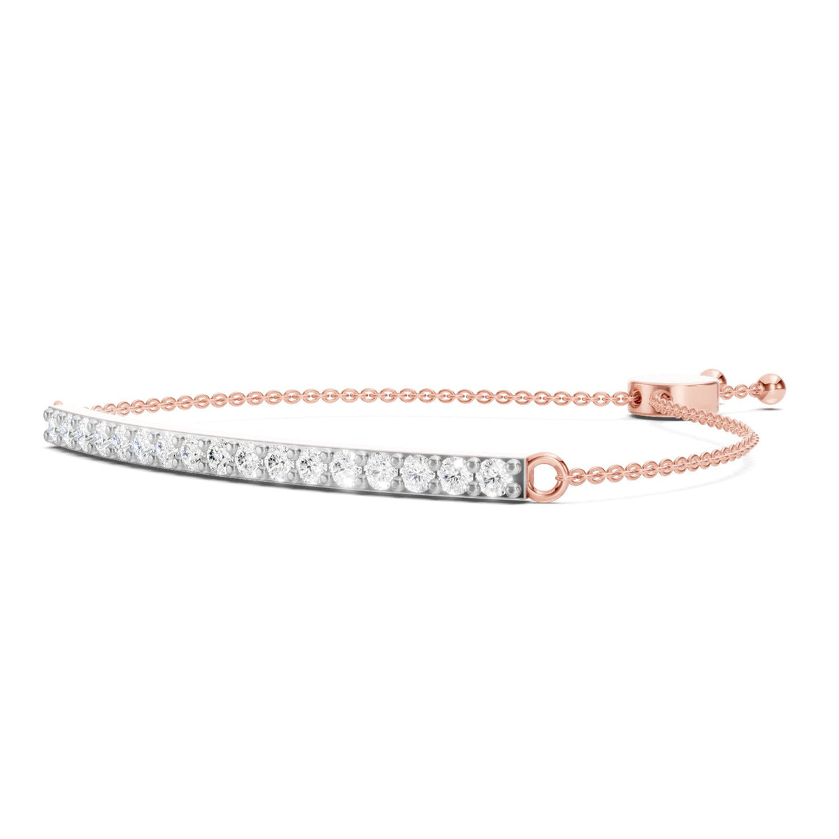 Lab Grown Diamond 1.34 Carat Diamond Bar Bolo Bracelet 14KY