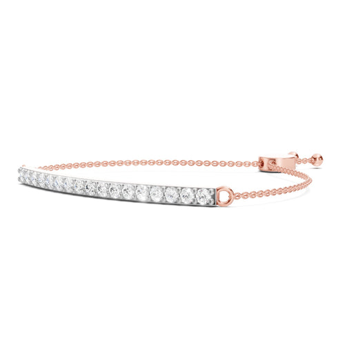 Lab Grown Diamond 1.34 Carat Diamond Bar Bolo Bracelet 14KY