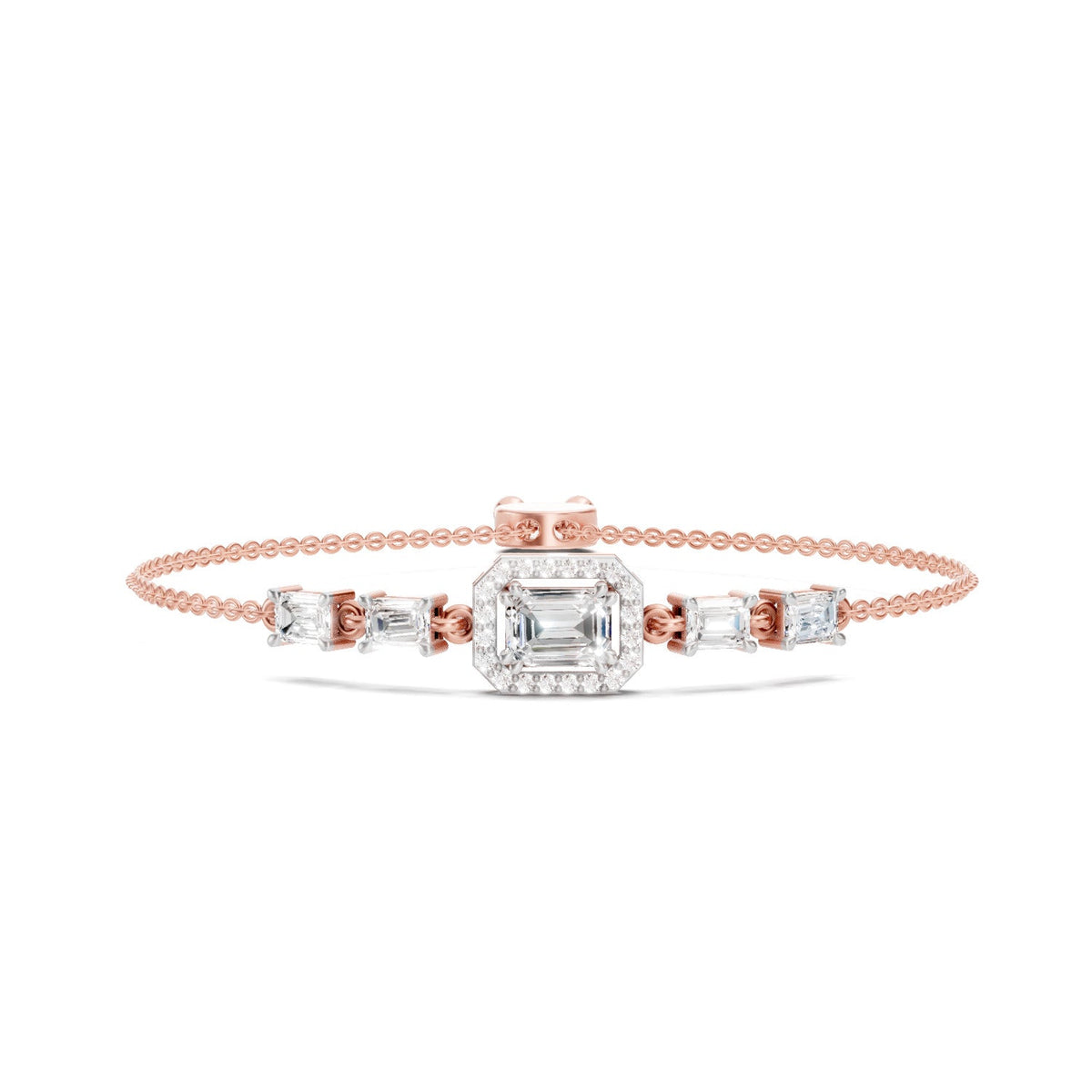 Refined Emerald-Cut Diamond Bracelet