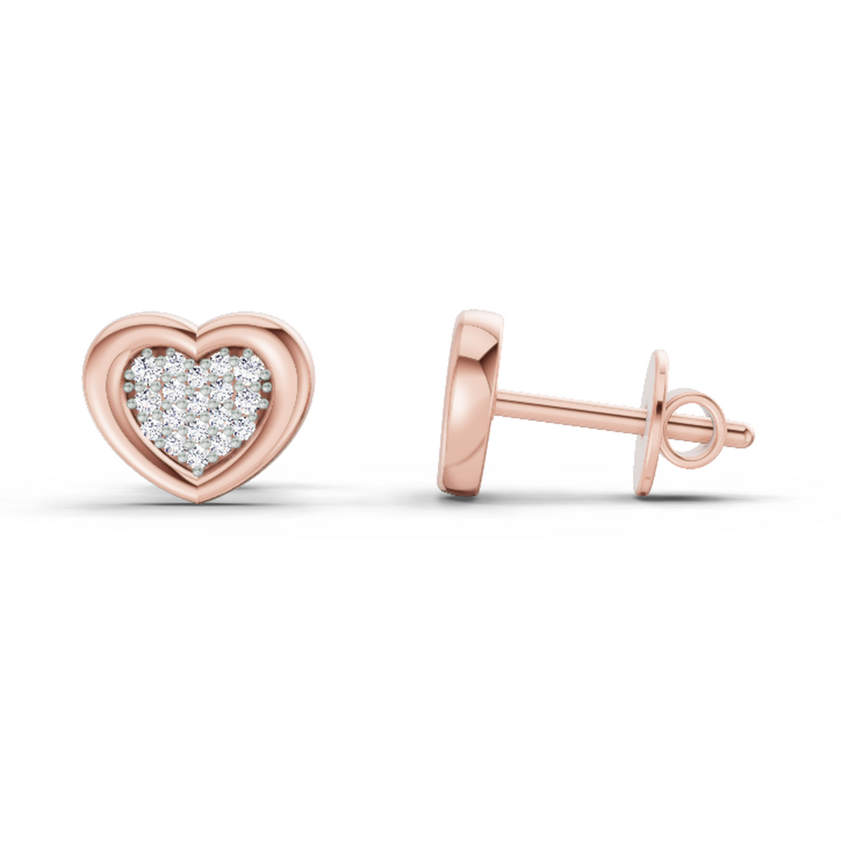 Classic Heart Diamond Stud Earrings
