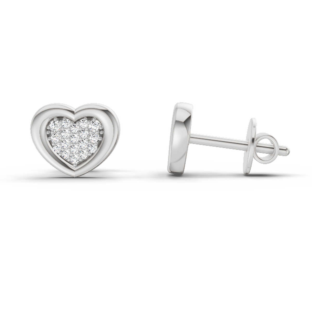 Classic Heart Diamond Stud Earrings