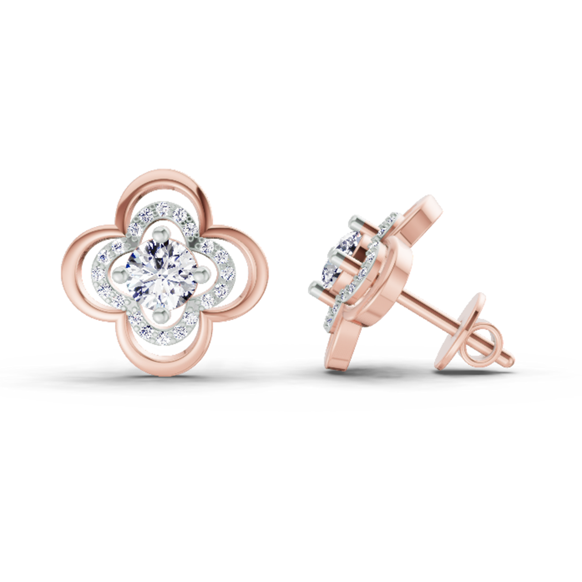 Luminous Floral Diamond Stud Earrings