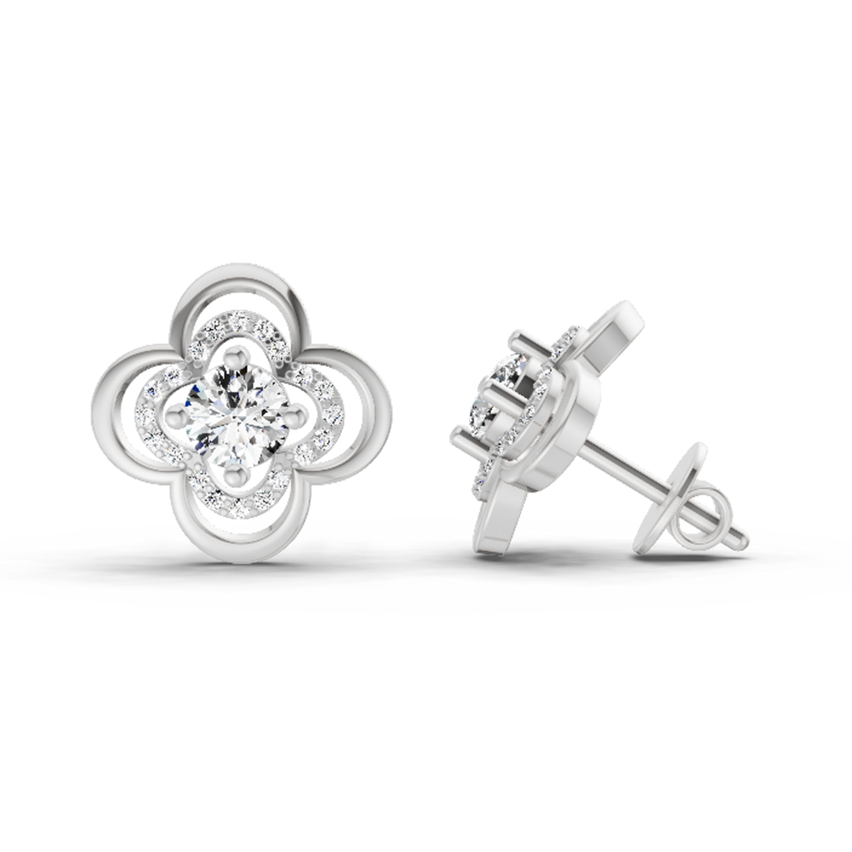 Luminous Floral Diamond Stud Earrings