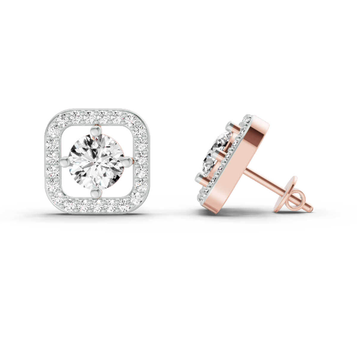 Gleaming Round Diamond Stud Earrings