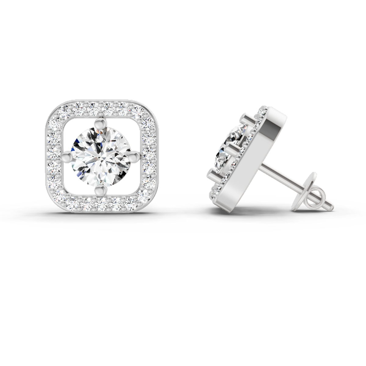 Gleaming Round Diamond Stud Earrings