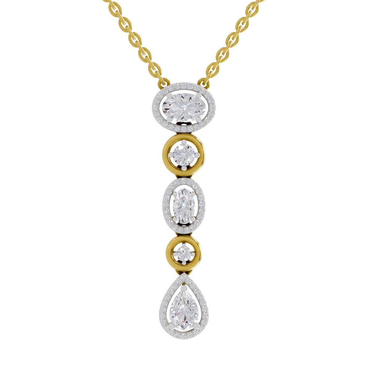 1.76 Carat Multi-Diamond Drop Necklace 14K
