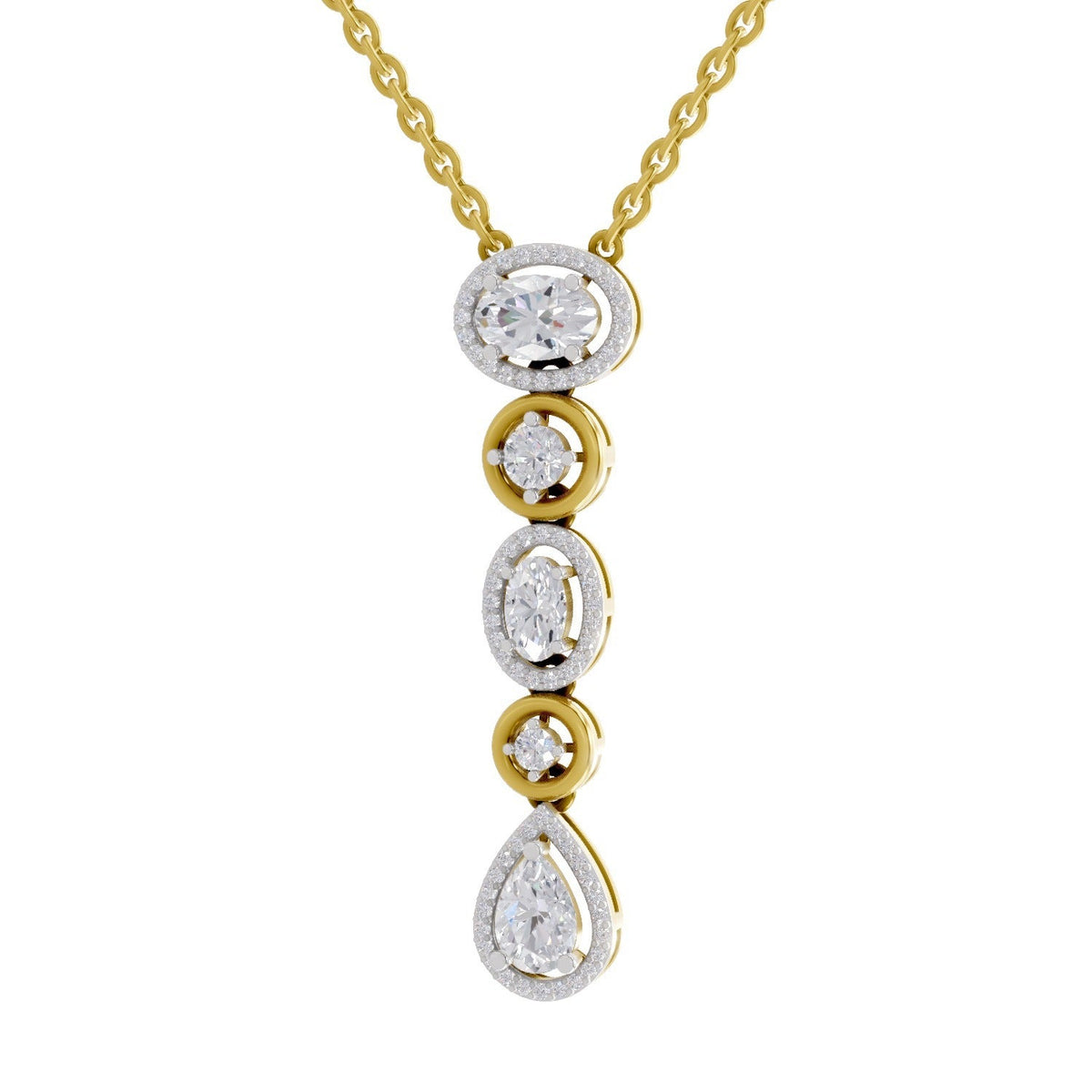 1.76 Carat Multi-Diamond Drop Necklace 14K