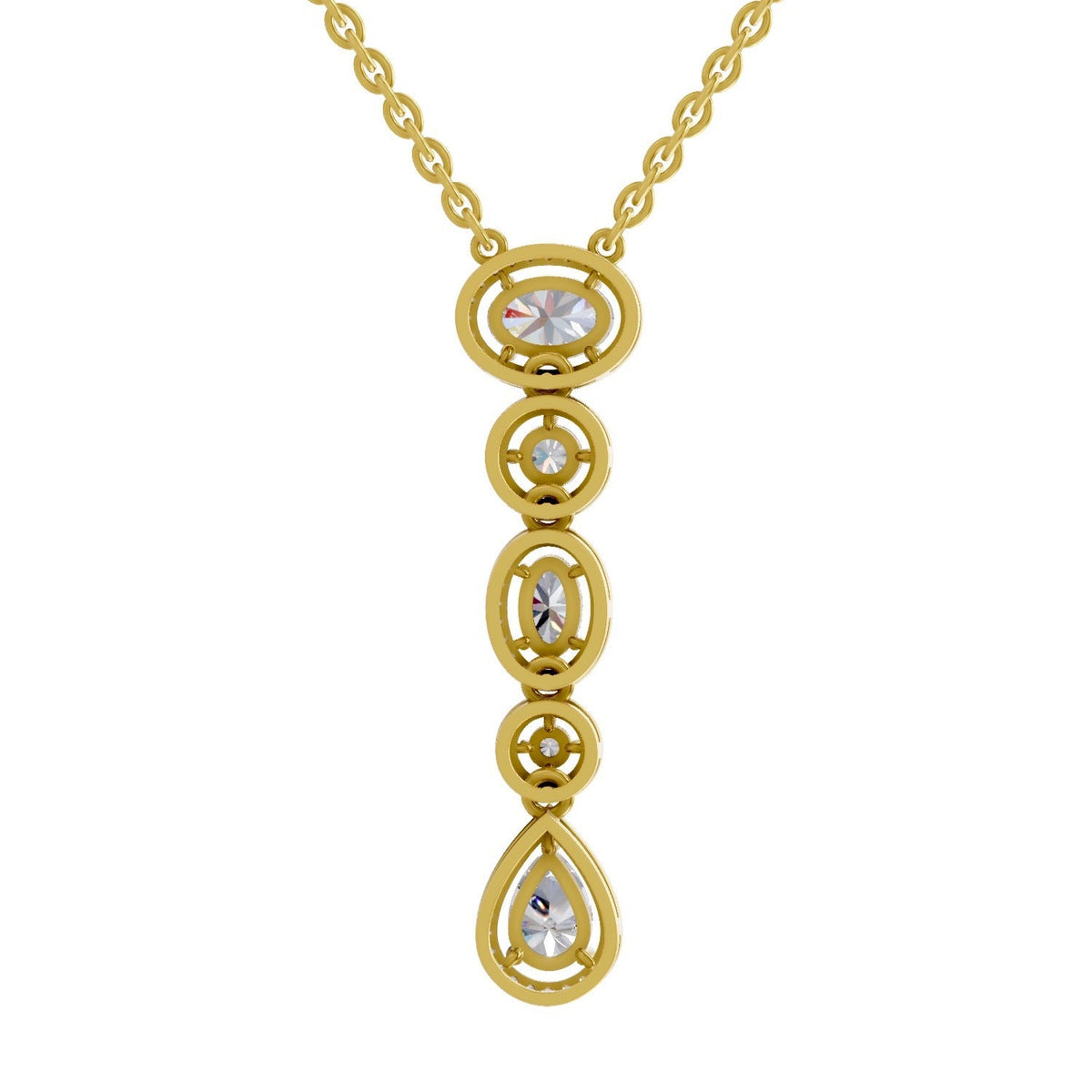 1.76 Carat Multi-Diamond Drop Necklace 14K