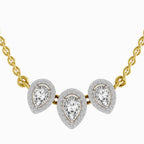 1.87 Carat Pear Shape Trio of Grace Diamond Pendant Necklace 14K