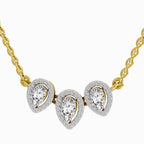 1.87 Carat Pear Shape Trio of Grace Diamond Pendant Necklace 14K