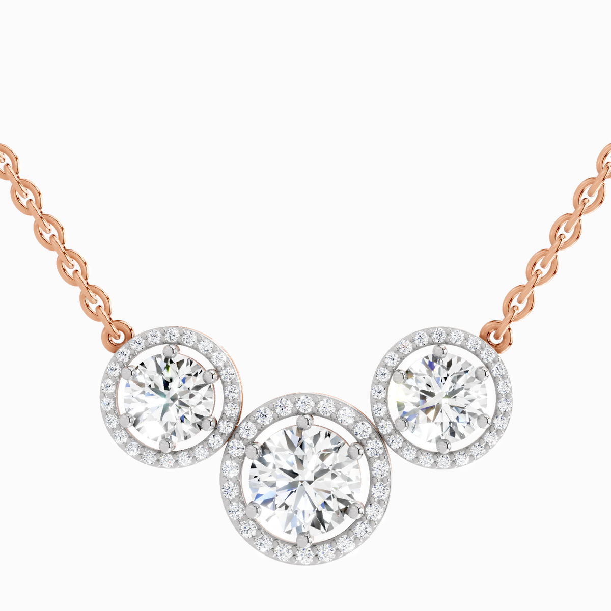 Lustrous Round Halo Diamond Necklace