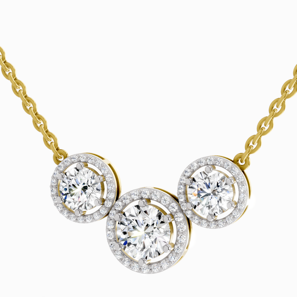 2.3 Carat Round Triple Halo Pendant Necklace 14K