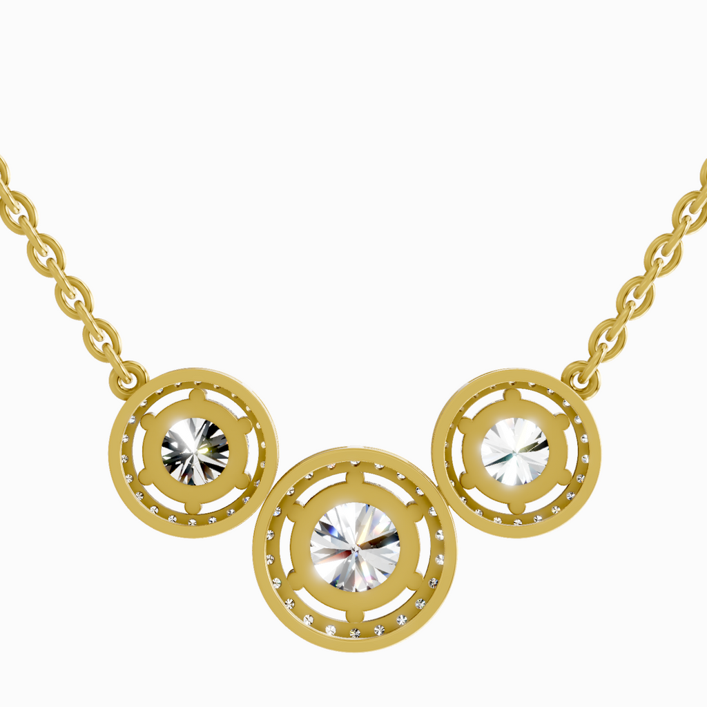 2.3 Carat Round Triple Halo Pendant Necklace 14K