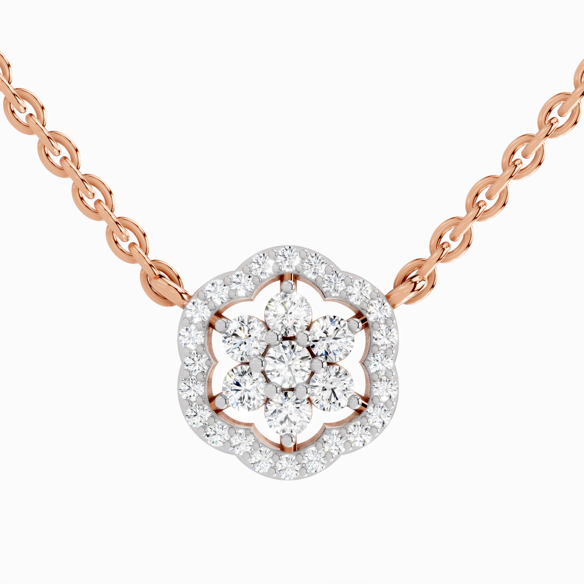 Delicate Round Floral Diamond Necklace