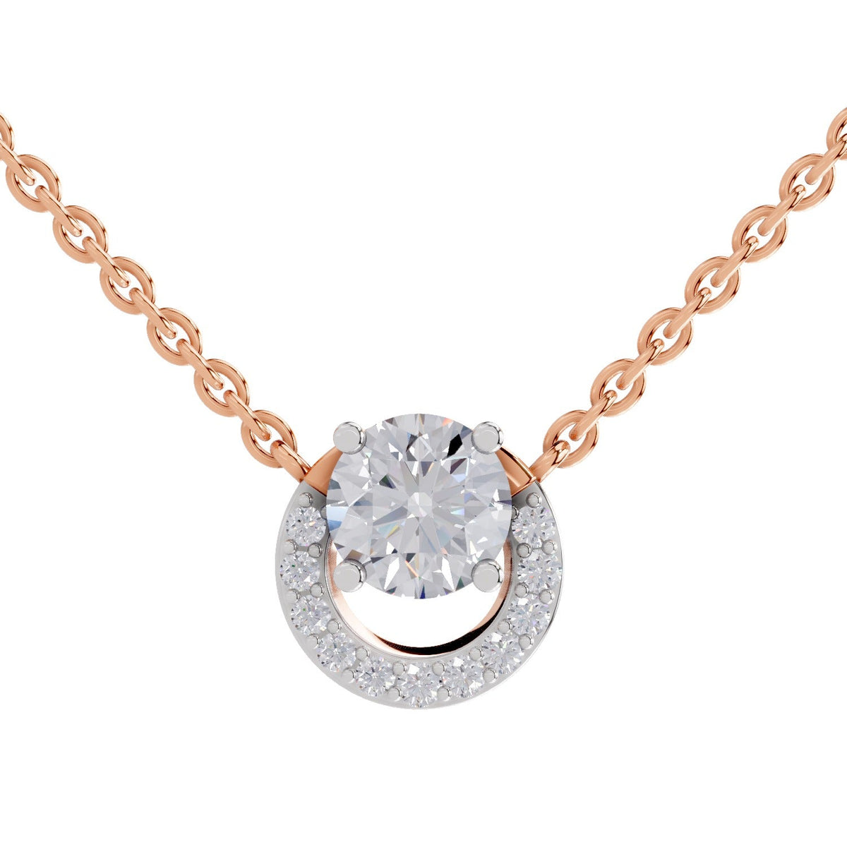 Gleaming Halo Diamond Necklace