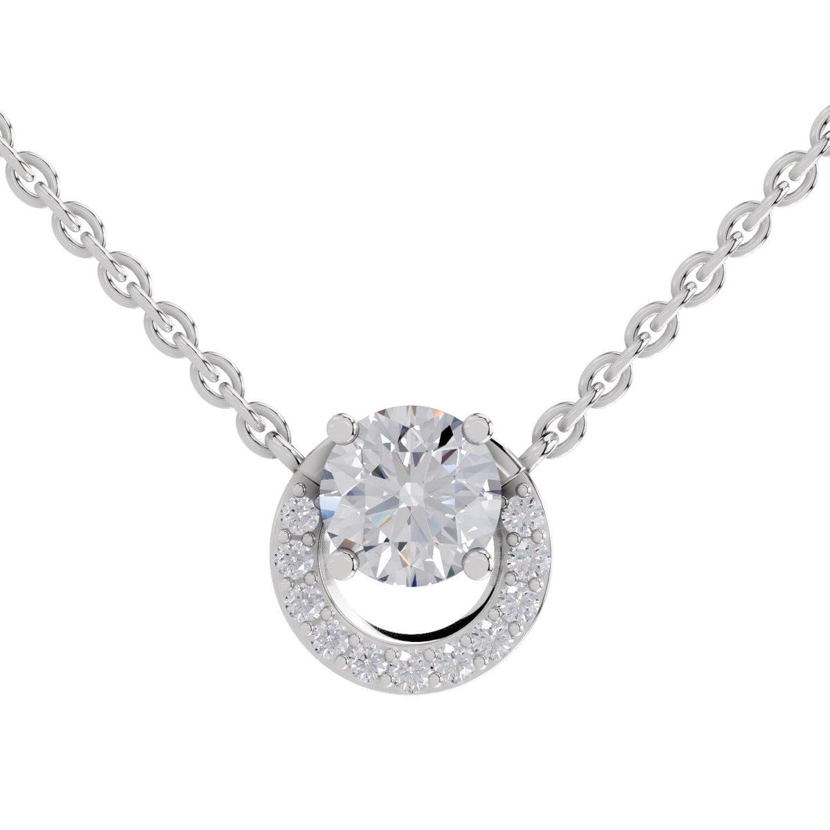 Gleaming Halo Diamond Necklace