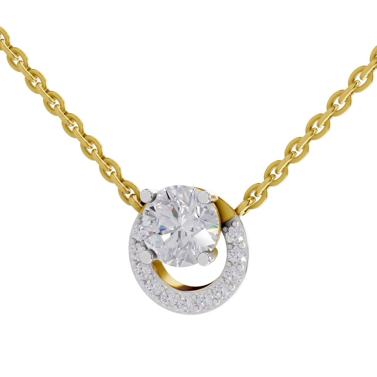 1.15 Carat Halo Diamond Necklace 14K
