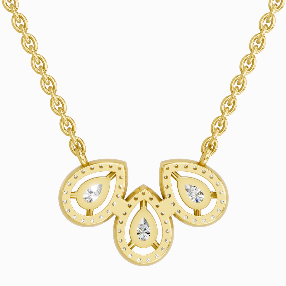 0.73 Carat Pear Trio Pendant Necklace 14K