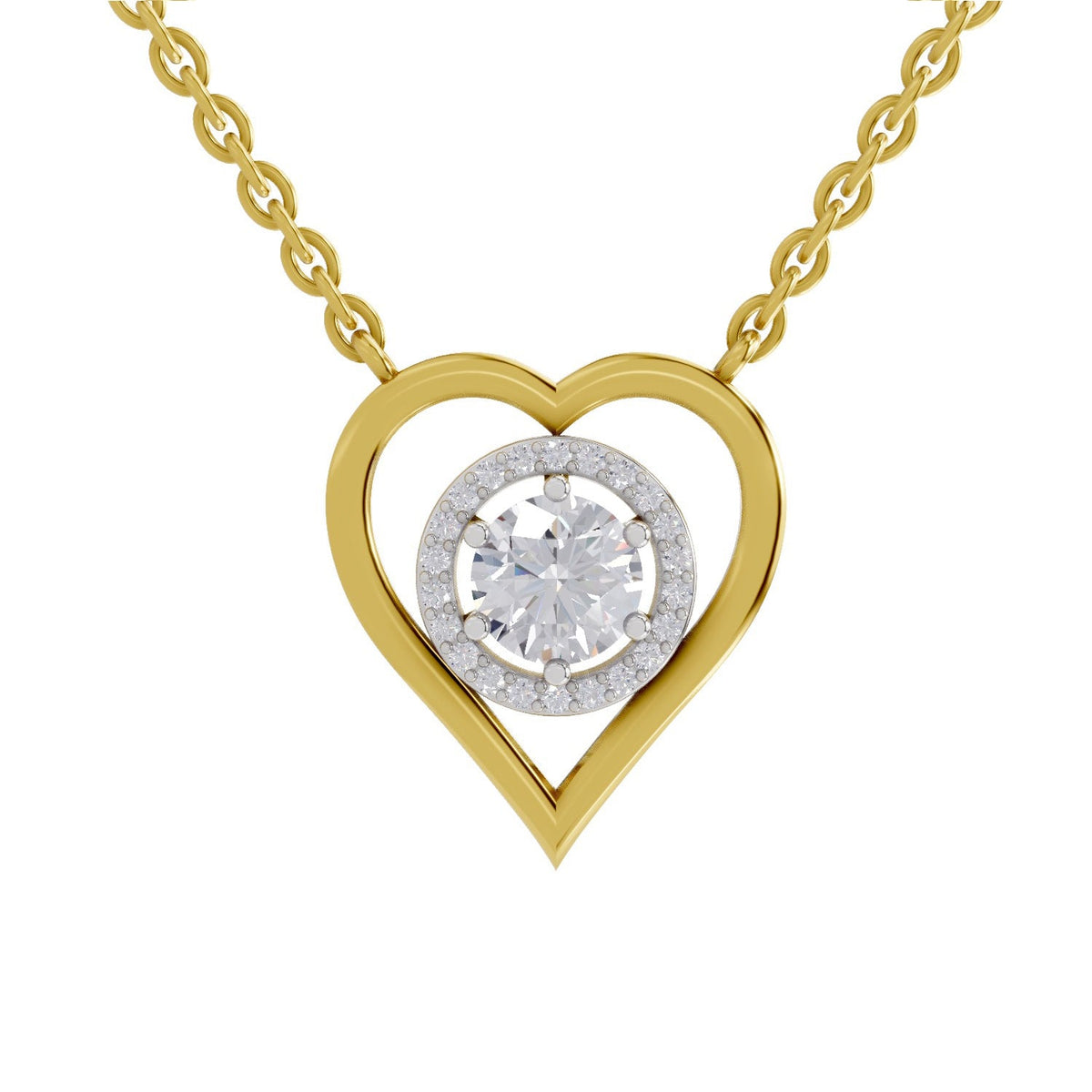 0.61 Carat Heart Halo Diamond Necklace 14K - Rose Gold