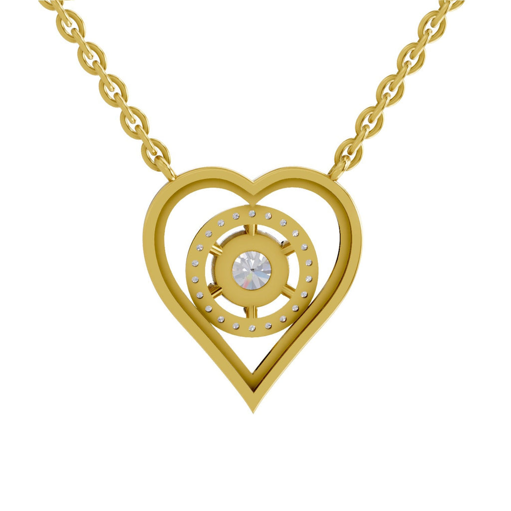 0.61 Carat Heart Halo Diamond Necklace 14K - Rose Gold