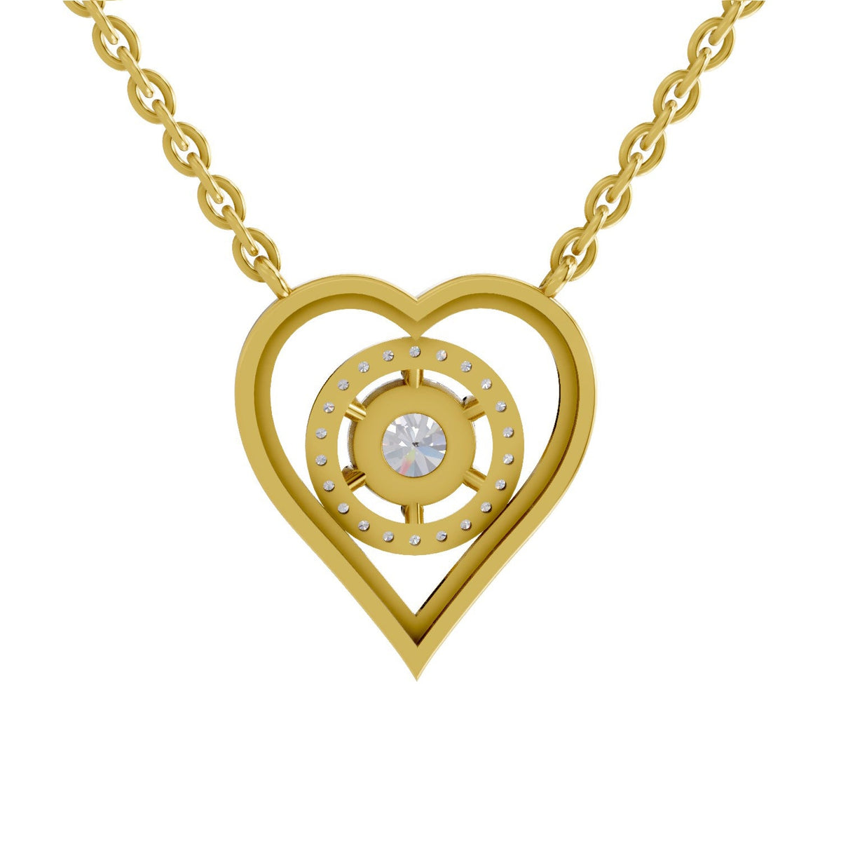 0.61 Carat Heart Halo Diamond Necklace 14K - Rose Gold