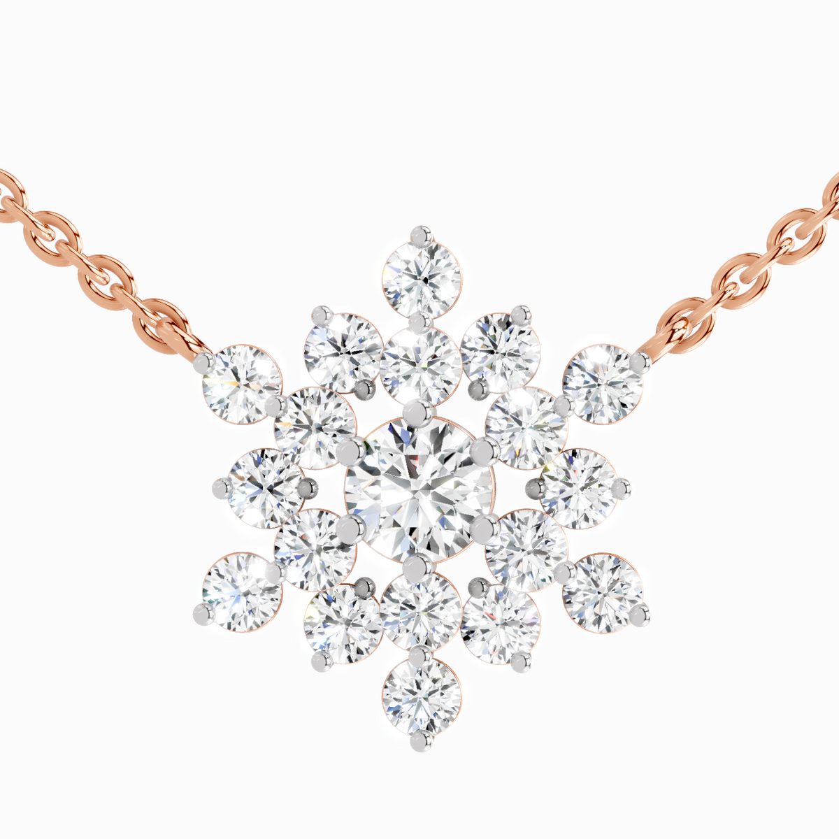 Radiant Round Floral Diamond Necklace