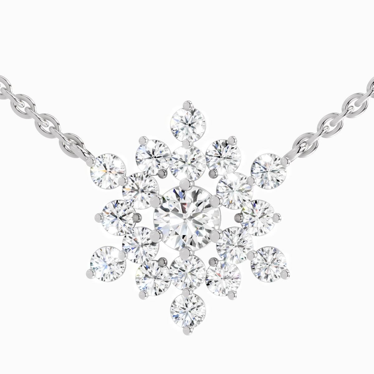 Radiant Round Floral Diamond Necklace