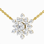 2.04 Carat Round Flower Pendant Necklace 14K