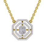 0.84 Carat Emerald Octagonal Halo Diamond Necklace 14K - Rose Gold