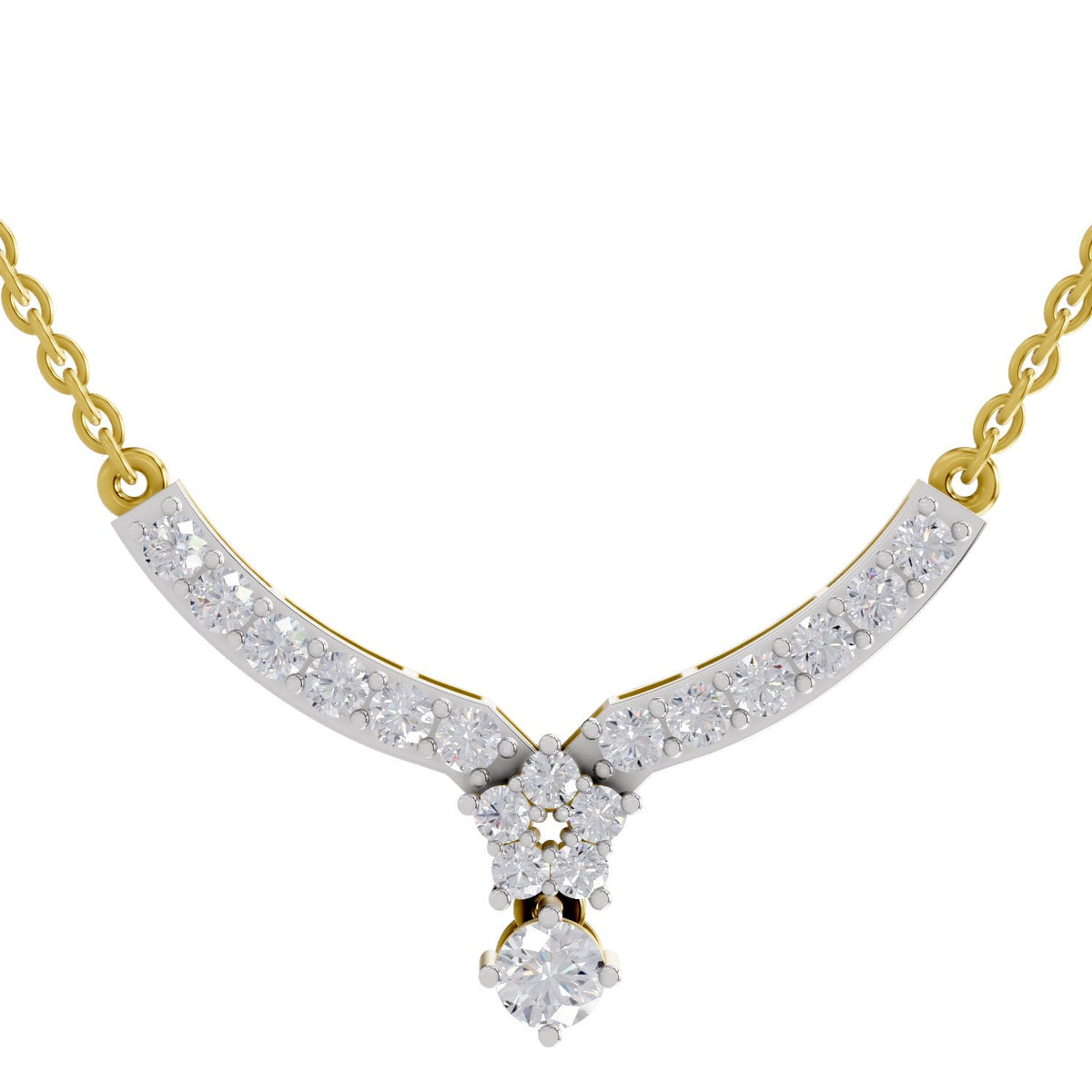1.22 Carat Diamond Necklace with Cluster Drop 14K