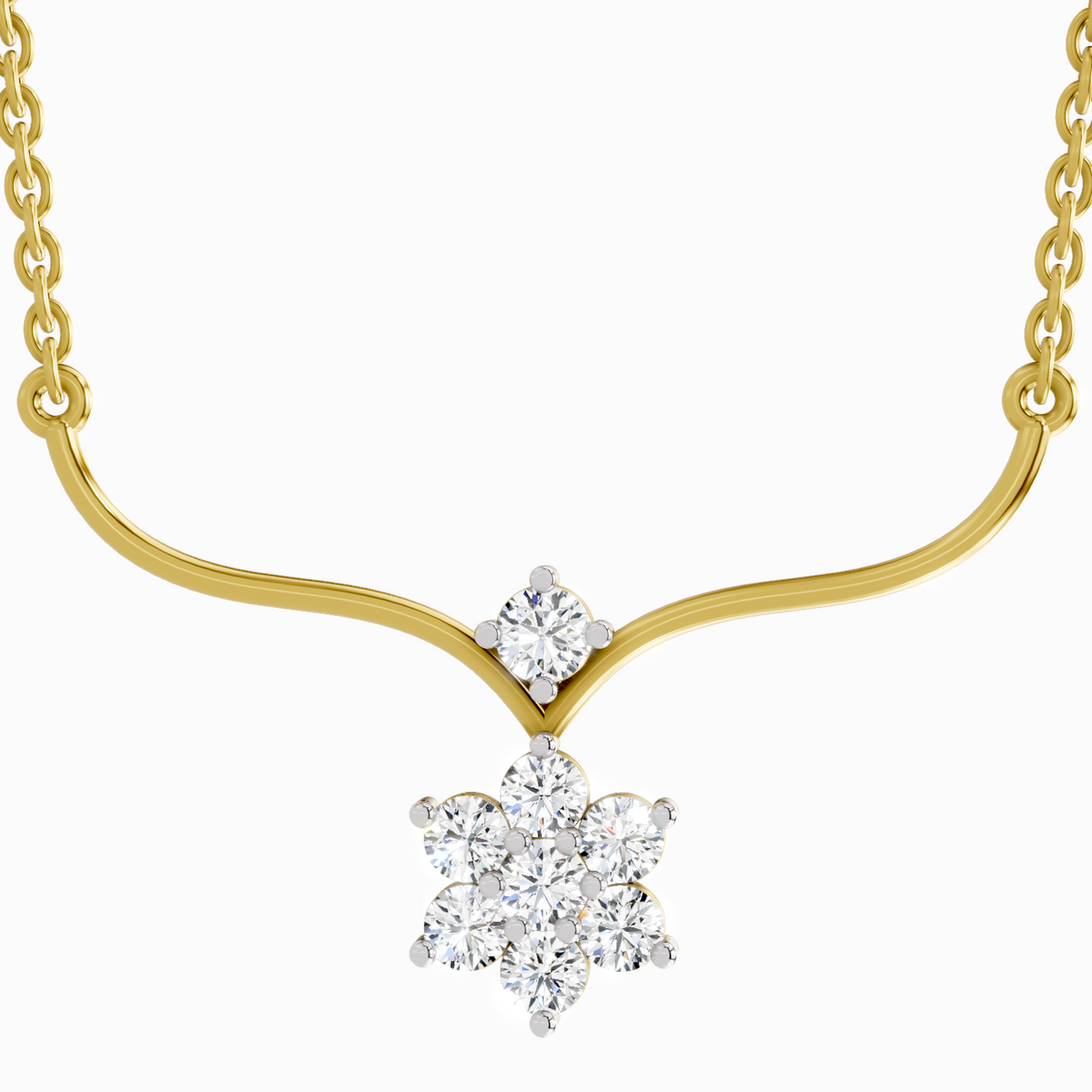 0.84 Carat Floral Pendant Necklace 14K
