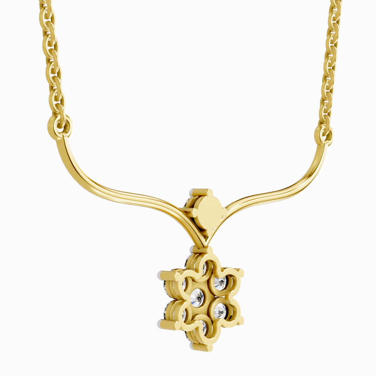 0.84 Carat Floral Pendant Necklace 14K