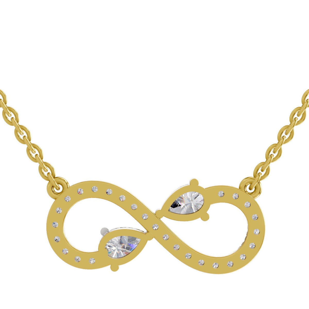 0.98 Carat Pear Shape Infinity Diamond Necklace 14K