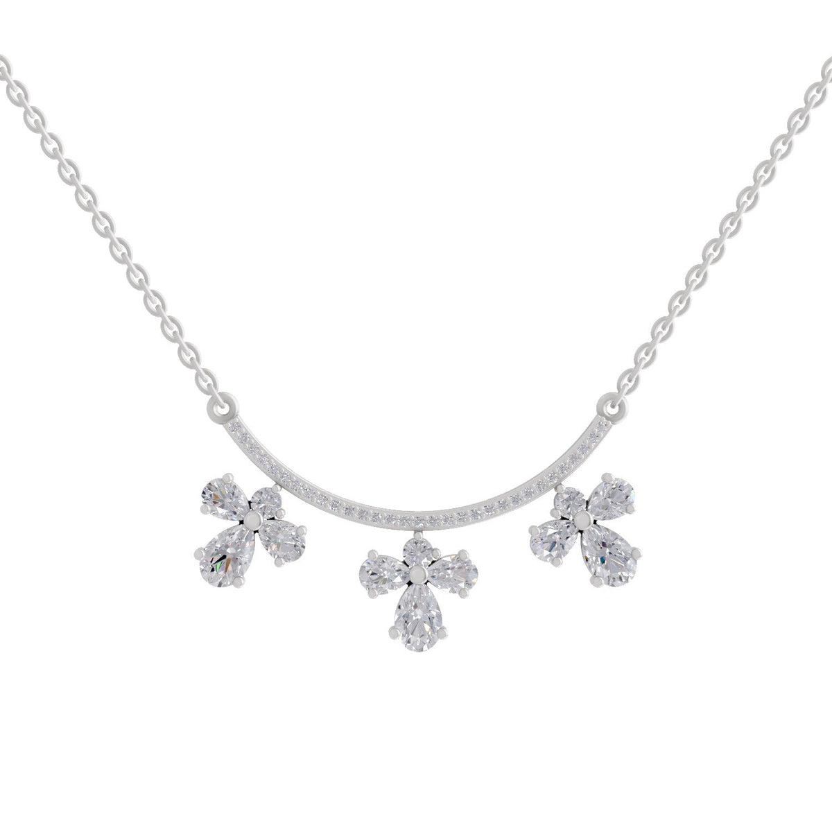 Majestic Pear Floral Diamond Necklace